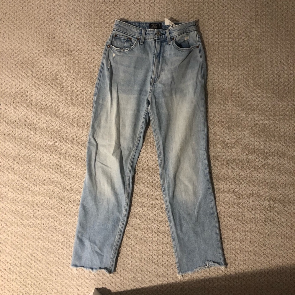 Abercrombie high rise straight leg ankle jeans